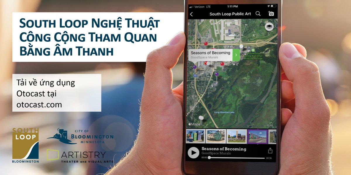 SouthLoopMN's tweet photo. Take a self-guided audio tour of public art in the South Loop! Download the free @Otocast_guides App from iTunes, Google Play or at https://t.co/FdZvfuV2qn. First 20 people to visit 20 locations win a #SouthLoopMN prize package, including $30 to @hazelwoodfood  or @woolleyssteak. https://t.co/z4iyrHZzOi