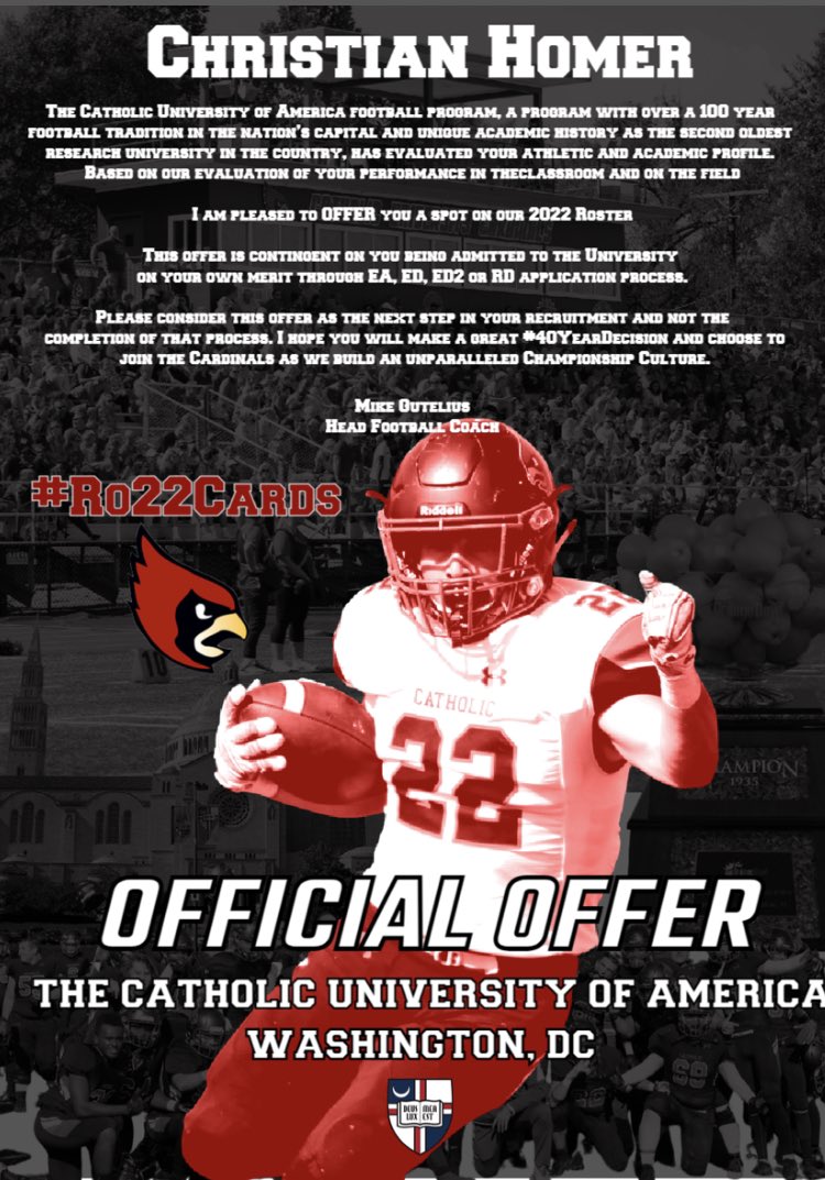 Chris4k__'s tweet photo. Extremely blessed to receive my very first offer from The Catholic University Of America #OneFlock #MMC @CoachHubb @CoachJKarriem @coachpetre https://t.co/BxB4P8bdoJ