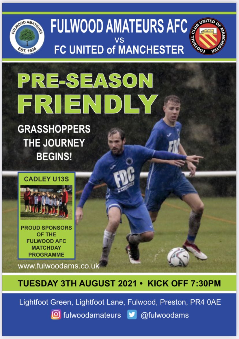 7 days to <a href="/FCUnitedMcr/">FC United of Manchester 🟥⬜⬛</a> visit the Green limited tickets still available 🔵⚪️⚽️