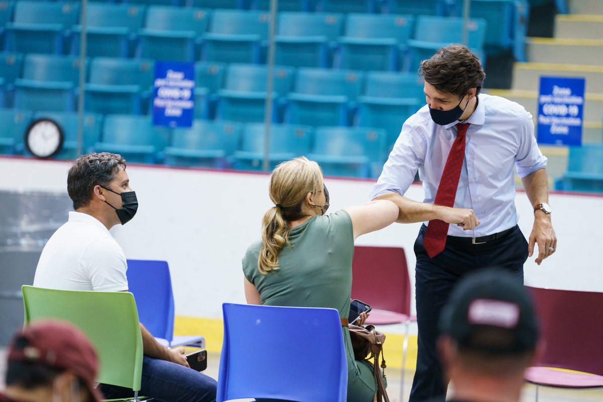 JustinTrudeau's tweet image. At a vaccine clinic in New Brunswick this morning, I announced that we now have enough COVID-19 vaccines for everyone who’s eligible. So get your shot. Do it for yourself. Do it for your loved ones. And do it for our healthcare workers who have fought so hard to protect us all.