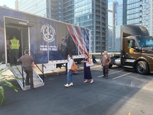 We’re continuing to put the brakes on human trafficking. This week <a href="/UPSers/">UPSers</a> in our #Manhattan and #Newark offices can visit the Truckers Against Human Trafficking (@TATKylla) Mobile Museum to learn how to recognize and report concerns.