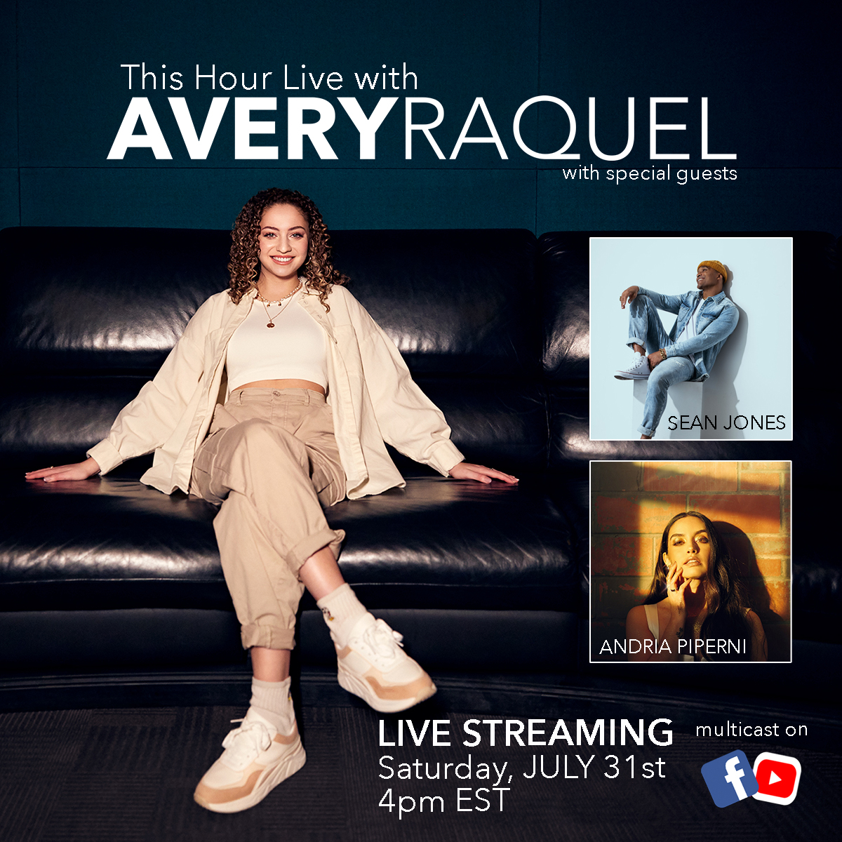 realaveryraquel's tweet photo. Are you ready for season 4?

New Season, New name, New guests, great music and even some familiar faces... Join me July 31st for 4pm EST for "This Hour Live" multicast on:

https://t.co/ZLuzcyT4wG
https://t.co/jmrHRJsFqf

Guests this week: @SeanJonesmusic and @andriasmusic https://t.co/Woj19BEsPE