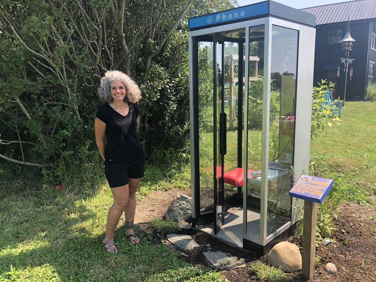 NBC10_Sam's tweet photo. This is the coolest place I’ve seen in a while. A Portsmouth woman has created a “wind phone” in her back yard off of a local land trust so that people who are grieving or in need of some venting can pick up the phone &amp; their message will go with the wind ❤️ @ 5:30 @NBC10 https://t.co/LEbeRkAo4g