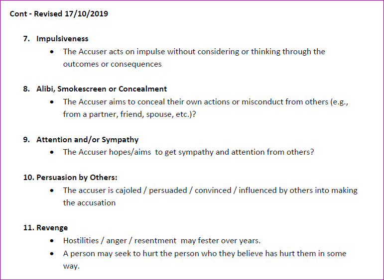SofaAssoc's tweet photo. @juliehealy67 @Stop__The__Lies @falseclaimskill Compensation is only one of a whole range of reasons for making False Accusations.  Often there are mixed or combined motivations. https://t.co/xMz2jhYwOn