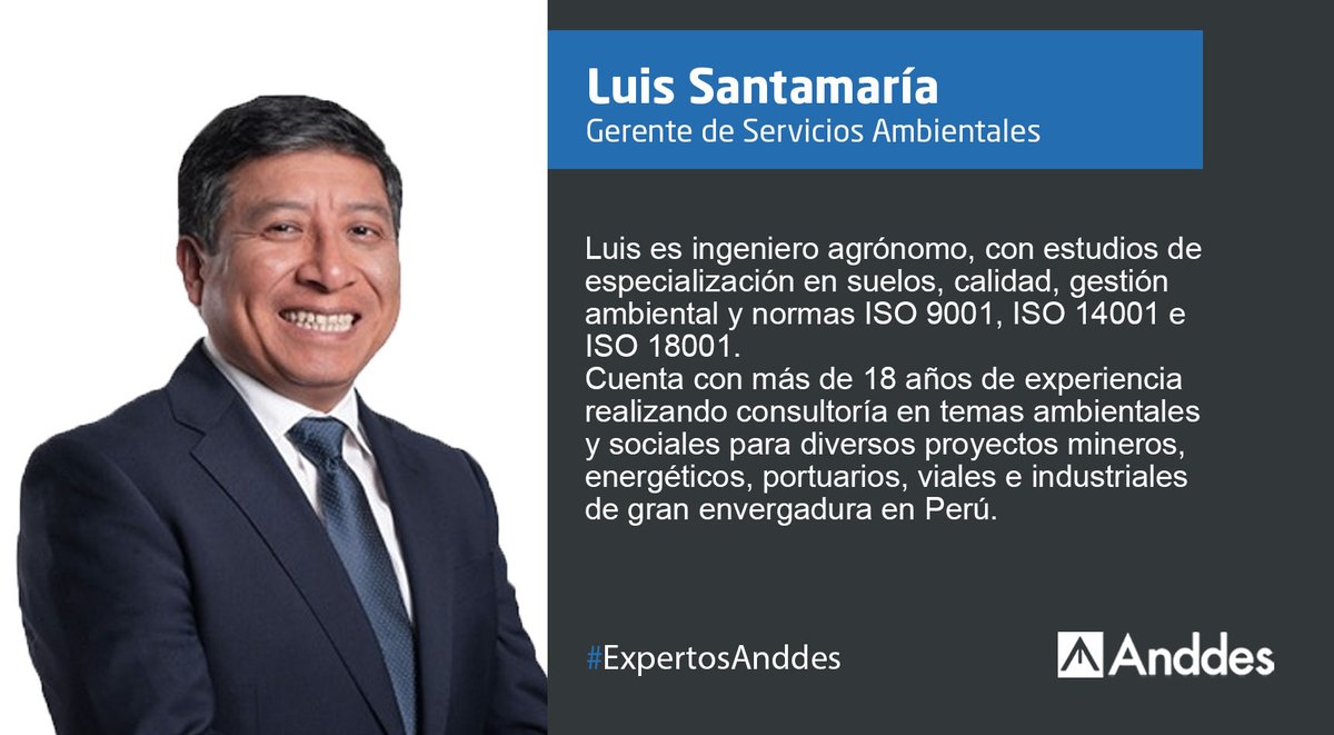 _anddes's tweet photo. En Anddes somos expertos!

Nuestro Gerente de Servicios Ambientales en Anddes Perú es el Ing. Luis Santamaría quien cuenta con una amplia experiencia liderando estudios ambientales y sociales para diversos sectores productivos.
Conoce más aquí: https://t.co/rR1pSJBbaR

#Anddes https://t.co/q3cXrbTS2U