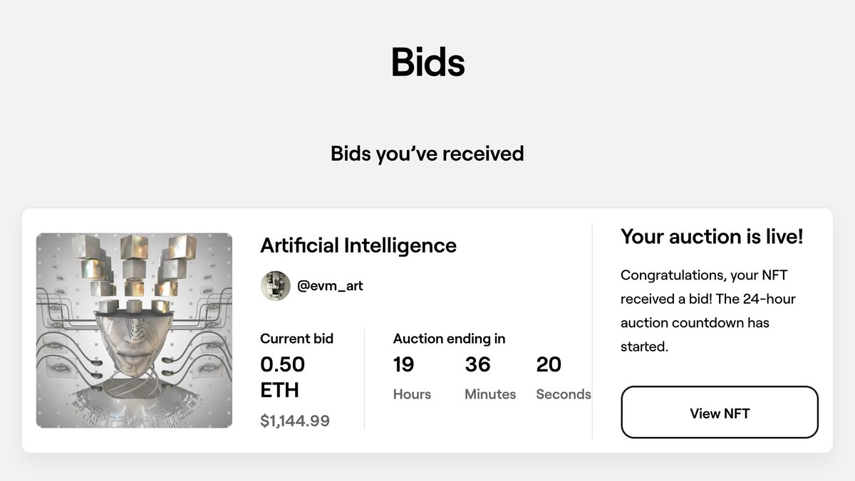 😻🤩🚀 Yuhuuu!!! I finally got my first bet 🚀😺⚡️ Auction is live - foundation.app/EVM_ART/artifi…  
#nftart #nfts #nftcollectibles #nftauction #cryptoart #NFTCommunity  #nftcollector