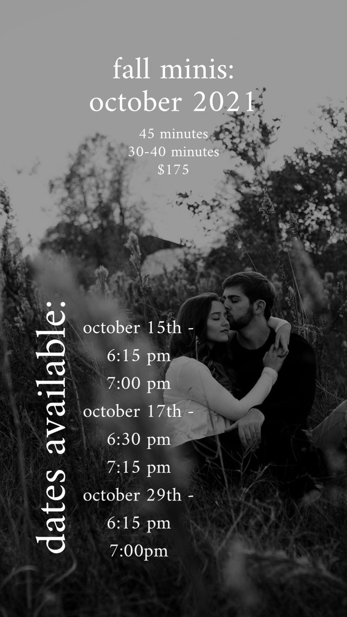 grab your person &amp; take some sweet fall photos!✨🖤🎞 they are 45 minutes with $175 for 30-40 photos guaranteed! message me or email me to snag your spot!