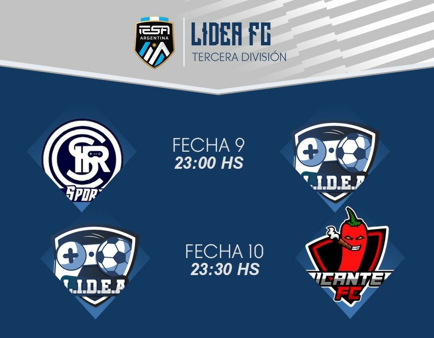 Durante la noche de hoy se disputarán las fechas  9 y 10 de la tercera división de <a href="/IESAFIFAar/">IESA Argentina</a>.

🆚 <a href="/CSIReSports/">Independiente Riv. eSports</a>
🏟️ Visitante

🆚 <a href="/Picantes__FC/">Picantes FC</a>
🏟️ Stamford Bridge

#DaleLidea #LideaPositivo