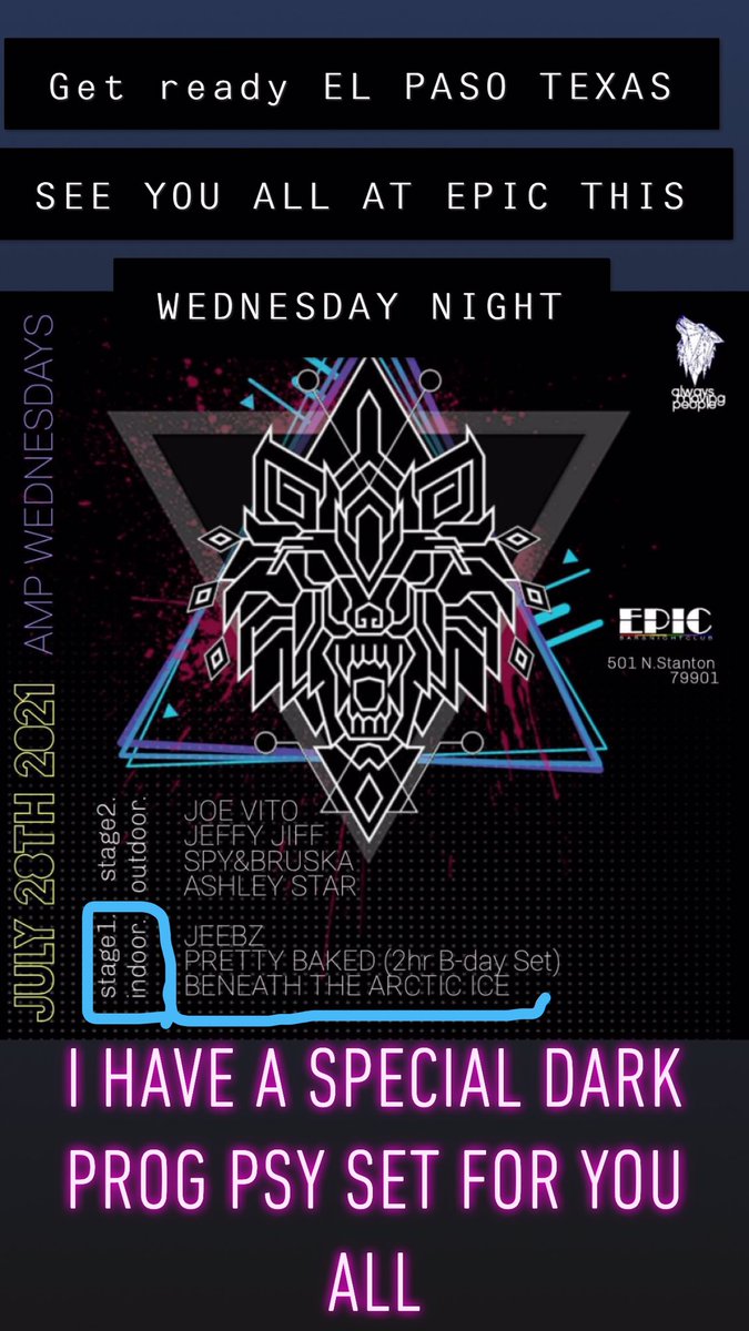 BTAI_Official's tweet image. Tomorrow is the day! See you all at Epic bar and night club downtown El Paso Texas! Don’t miss my set I will be playing a special Dark Prog psy set! I’ll be playing at 1am-2am! #darkprog #psy #btai #alwaysmovingpeople #epic #elpaso #texas #event #club #artist #producer #tx