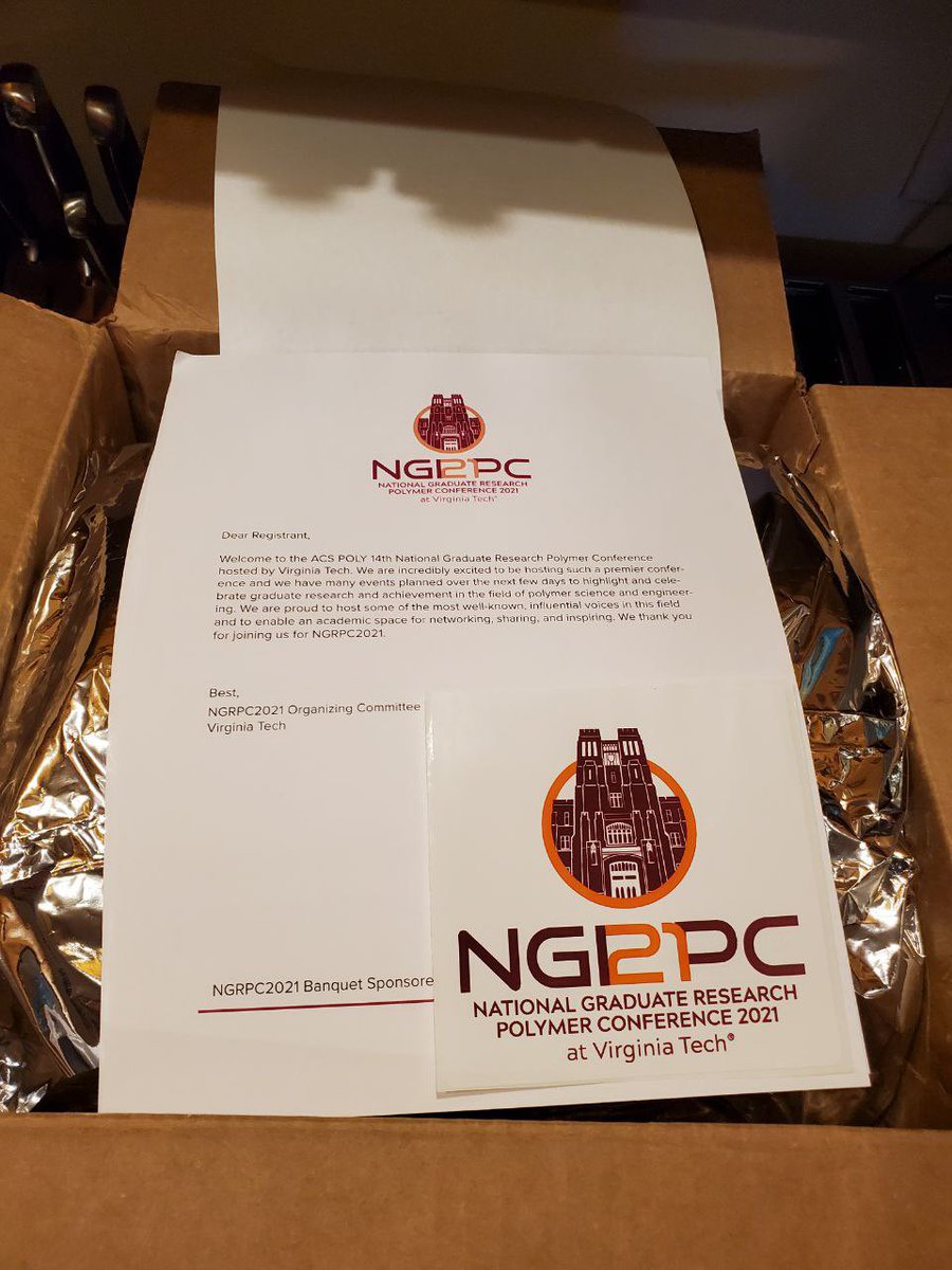 jackieyz23's tweet image. First talk at #ngrpc2021 done! ✅ First GatherTown Social done! ✅🥳
Got my @ngrpc2021 yum yum banquet today!🍱🍪🤤Great talks and great people! Can’t wait for the trivia night tomorrow!🤸🏻‍♀️👩🏻‍🔬
What an amazing week!! Thank you NGRPC committee!!#polymer #virginiatech #ACS #Chemistry