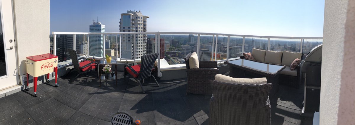 CherylProbert1's tweet photo. Final major bits of patio furniture arrived & were assembled this afternoon. Happy hour!!
#patio #300feetintheair #happyhour #nevermovingagain #balcony #yegdt #balconylife #prairiesky #theviewfromhere https://t.co/OkrX3QcO4D