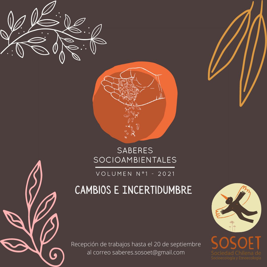 ¡Ha llegado el gran día! Ya estamos recibiendo propuestas de contribuciones para el Primer Volumen de la revista Saberes Socioambientales hasta el 20 de septiembre 2021. 🧵[Hilo 1/4]