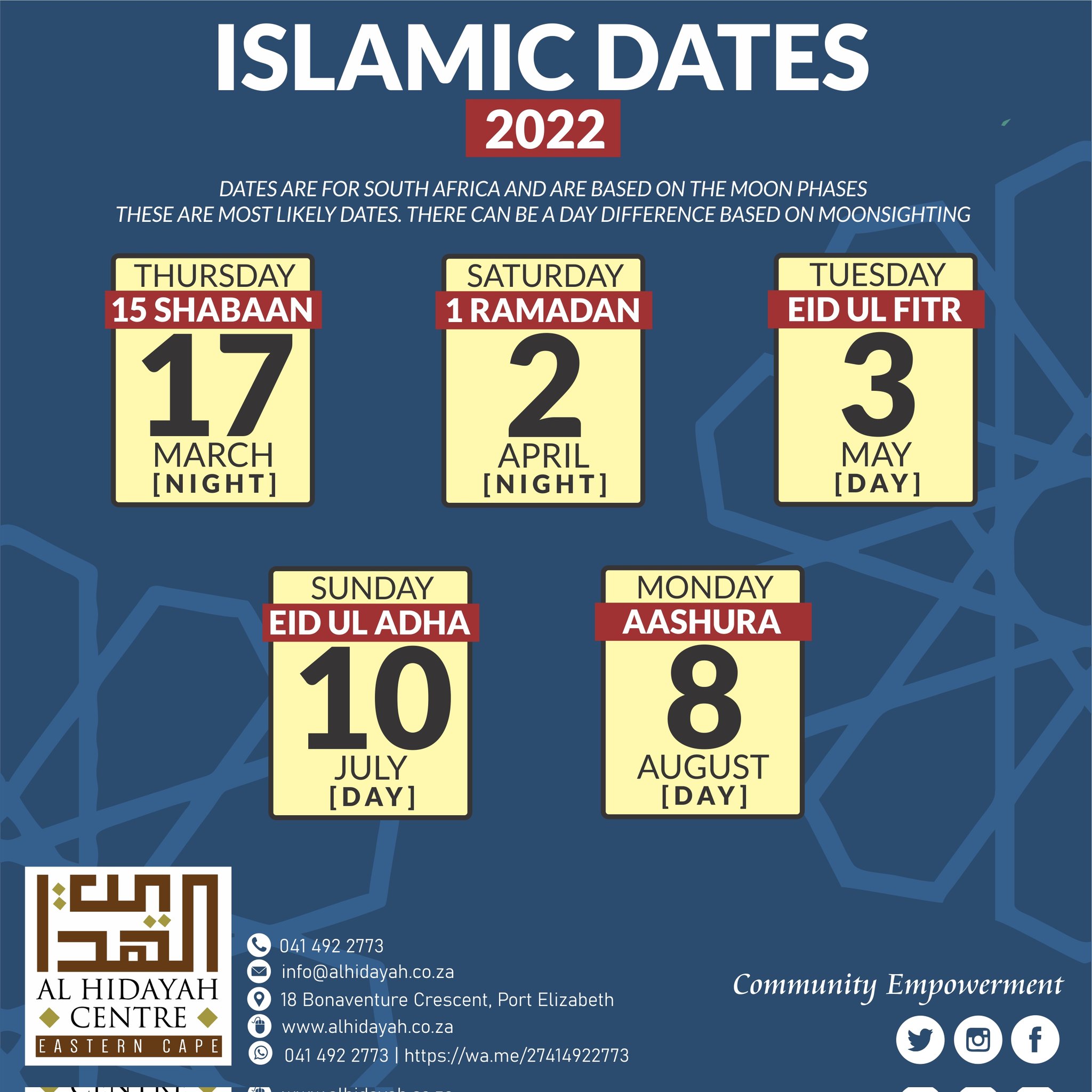 Islamic Focus on Twitter "Islamic Dates 2022 Most likely dates for