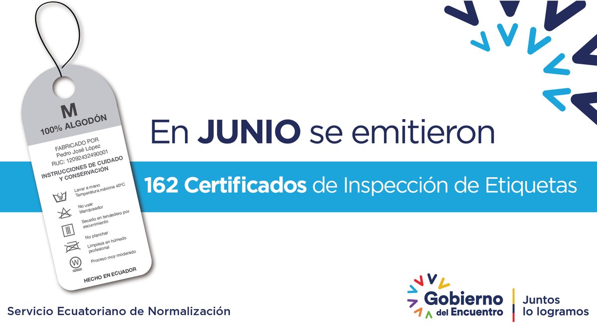 INEN_EC's tweet photo. 🔺Súmate al proceso de Etiquetado de Prendas de Vestir. Hasta la fecha se han emitido un total de 709 un certificados. Conoce más ingresando en 👉🏽 https://t.co/J2mmwcfW3Q https://t.co/Trzv1wsULx