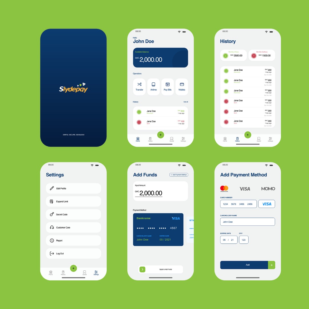 kwesi_ep's tweet photo. As a user of @slydepay
I designed a UI I wish was the interface with some added features 
@StanbicBankGH @DreamOval_Ltd
#uidesign #uiux #ux #ui #uiuxdesign #paylikeaboss https://t.co/2lyh2UdCez