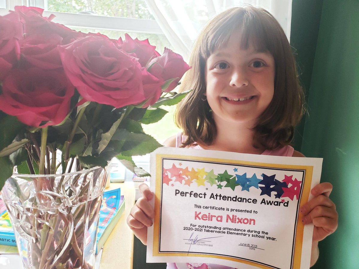 Christina Tocco (Nixon) Axten (@ctocconixon) on Twitter photo ๐I'm so proud of Keira for earning Perfect Attendance for the 2020-2021 school year in first grade!๐
Keep it up!
Thank you, @Julie_M_H <a href="/daniellelhare/">Danielle Hare</a> <a href="/Tabschools/">Tabernacle Schools</a>
#TigerStrong
#LikeMotherLikeDaughter ๐I'm so proud of Keira for earning Perfect Attendance for the 2020-2021 school year in first grade!๐
Keep it up!
Thank you, @Julie_M_H <a href="/daniellelhare/">Danielle Hare</a> <a href="/Tabschools/">Tabernacle Schools</a>
#TigerStrong
#LikeMotherLikeDaughter