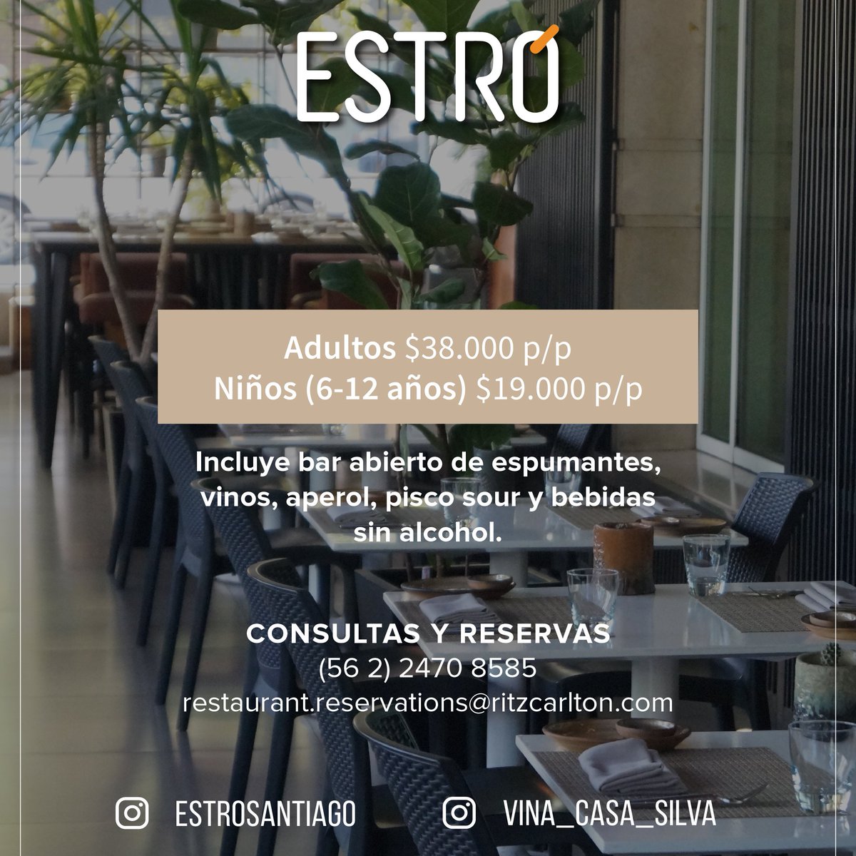 EstroSantiago's tweet photo. Por fin vuelven los #DomingosdeBrunch, los esperamos! Reservas a: restaurant.reservations@ritzcarlton.com 🧡 #Estró #LasCondes #Chile https://t.co/gJlkXYKfNQ