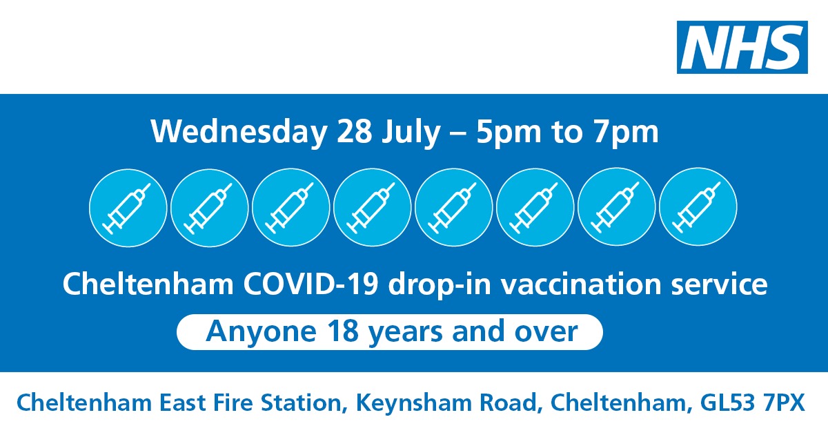 💉Still waiting to have a COVID jab?

🚃🚗Please get a lift or use public transport if possible. 

💉No appointment needed.

🦠 Please wait 4 weeks after a positive COVID PCR test before having your jab.

😷 Please wear a facemask to the centre.

See you there