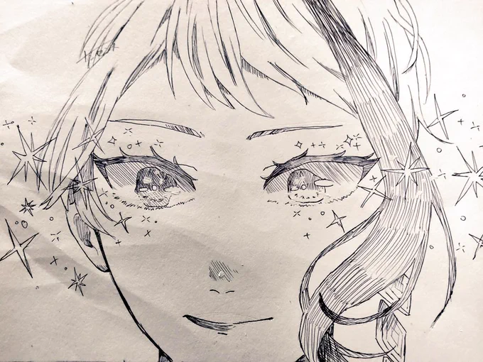 クシャってなったけどボールペンで描いてみたよ 