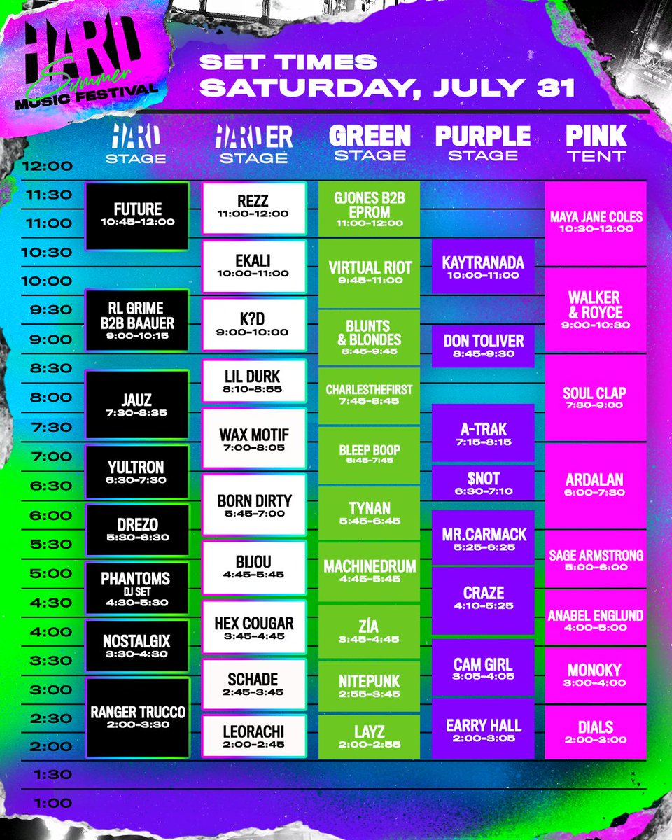 2021 Hard Summer schedule