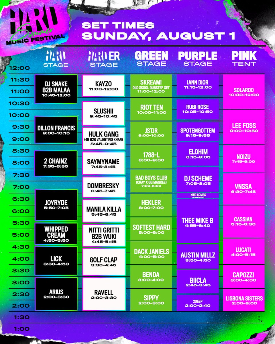 2021 Hard Summer schedule