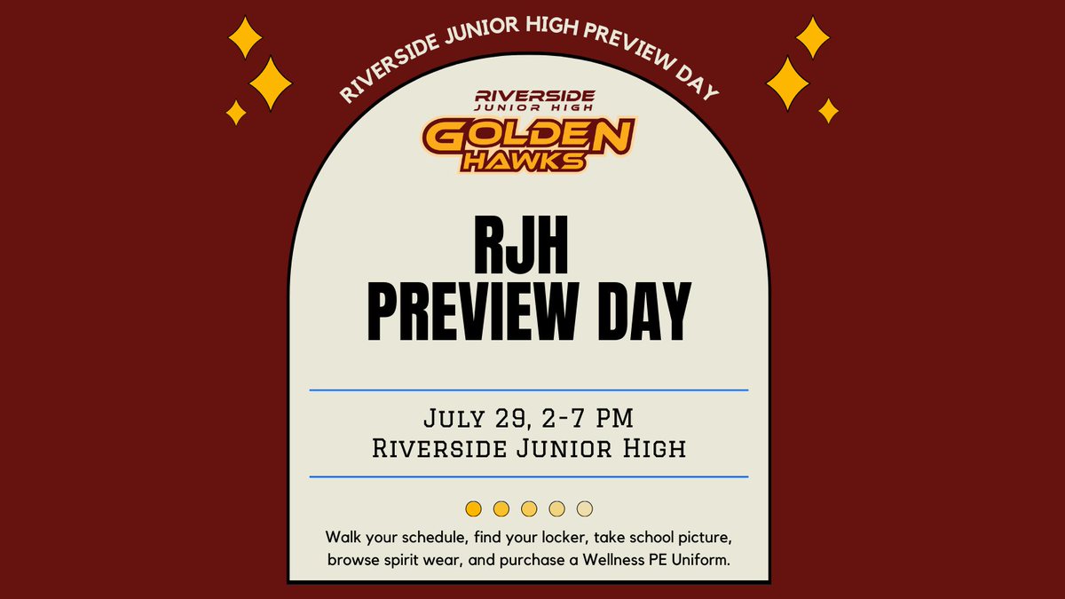 RJH Preview Day is this Thursday, July 29th! Be sure to check the email from Mr. Huesing with additional information. We can't wait to see you there!
