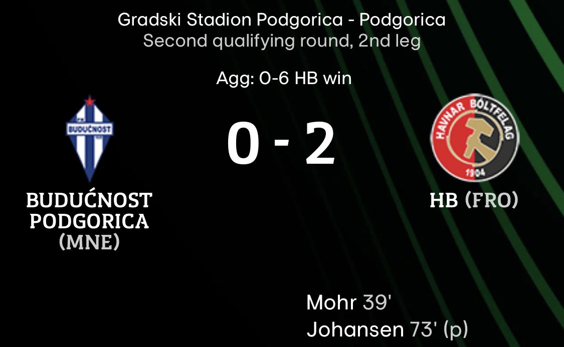 UEFA Europa Conference League (@euroconferencel) on Twitter photo Congrats, <a href="/hbtorshavn/">Havnar Bรณltfelag</a> ๐ซ๐ด ๐จ
To the 3rd QR ๐
The longest European run ๐ช
The 1st ever European away win โ๏ธ
Next week: <a href="/mhfootballclub/">Maccabi Haifa FC</a> ๐ฎ๐ฑ or <a href="/fcdinamotbilisi/">FC Dinamo Tbilisi โญ๏ธ</a> ๐ฌ๐ช
#UECL #EuropaConferenceLeague Congrats, <a href="/hbtorshavn/">Havnar Bรณltfelag</a> ๐ซ๐ด ๐จ
To the 3rd QR ๐
The longest European run ๐ช
The 1st ever European away win โ๏ธ
Next week: <a href="/mhfootballclub/">Maccabi Haifa FC</a> ๐ฎ๐ฑ or <a href="/fcdinamotbilisi/">FC Dinamo Tbilisi โญ๏ธ</a> ๐ฌ๐ช
#UECL #EuropaConferenceLeague