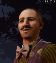 Bas84995736's tweet photo. @UnkemptSoldier @sockket1 @DeadByBHVR What is this? They ruined my stache and wtf is this ridiculous over the top smirk?? I want a refund on all of my outfits and I want the more than 1000 items transferred to another character! https://t.co/Wg9L8XZOet