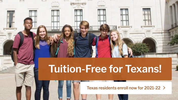 UT Austin High School announces FREE TUITION for Texas students in grades 9-12 enrolled full-time in the 100% remote online program starting Fall 2021!

Learn more and apply to <a href="/ut_uths/">UT High School</a> by July 30 to participate in the enrollment lottery: highschool.utexas.edu/tuitionfree #TxEd