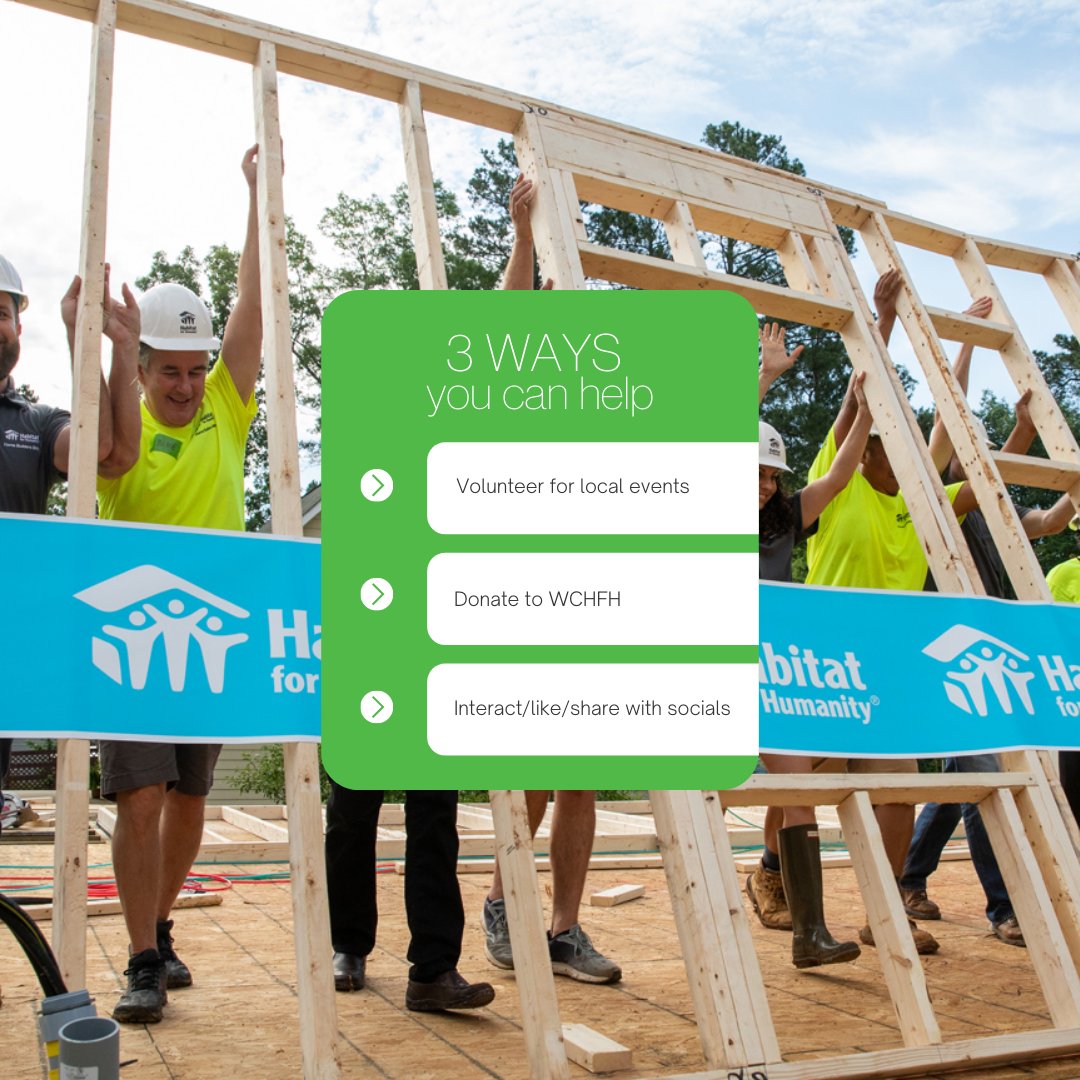 WarrenCoHabitat's tweet photo. How can you help? 
🏡Volunteer at local events.  
🏡 Donate to WCHFH
🏡 Interact/like/share on social channel
These all help in more ways that you can imagine! https://t.co/CFrgkTQAbJ