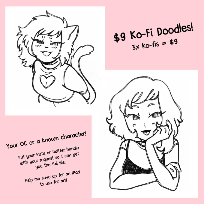 Check the replied tweet for my Kofi! I'm trying to save up for an iPad, so any help is appreciated! So even if you can't help with funds, a retweet is a big help too! 