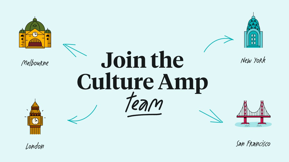 CultureAmp's tweet photo. Come one, come all! Culture Amp is growing, and we’re currently #hiring across customer success, engineering, marketing, sales, and more! Head to our careers page to see all our open roles: https://t.co/HExTo1BGPi

#HRtech #companyculture #employeeexperience #nowhiring https://t.co/3WTMKazMtX