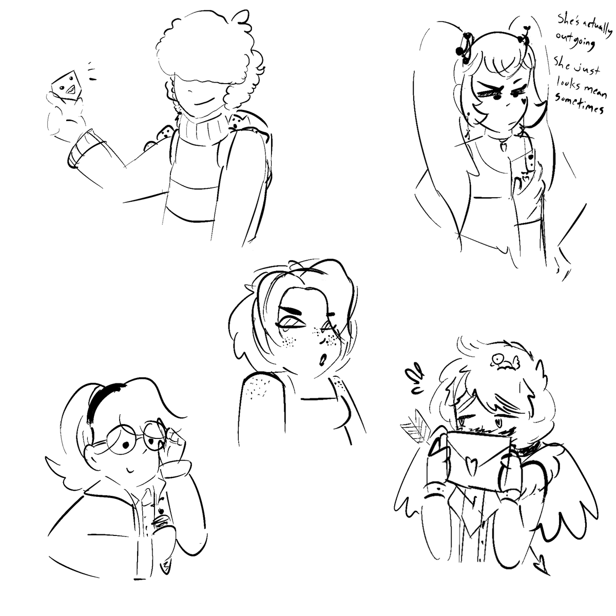 S1LVER_SQUIRREL's tweet photo. super sloppy doodles of jackbox ocs, they are all related to ydkj hosts somehow bc im cringe but im free and they are all friends and they cause problems on purpose #boxrot https://t.co/RshtehSsDv
