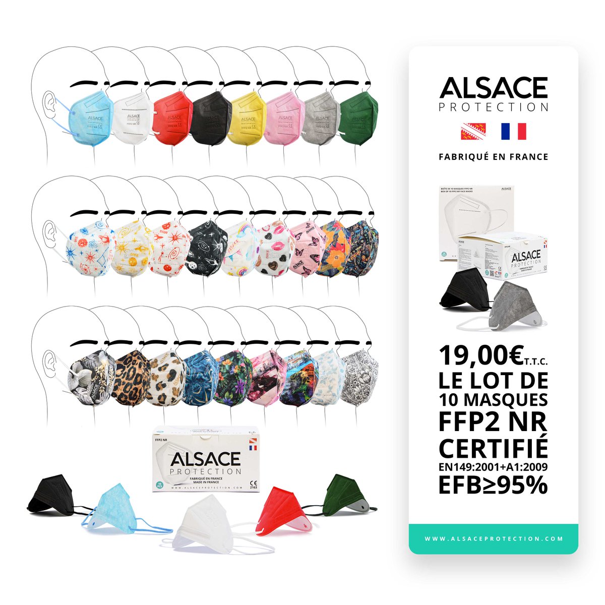 AlsaProtection's tweet image. Ne manquez pas nos nouvelles couleurs de
masques certifiés FFP2 NR.

Fabriqué en France.

Uniquement sur : alsaceprotection.com

#AlsaceProtection

#COVID #COVID_19 #COVID19 #Coronavirus #France
#Alsace #Strasbourg #Paris  #Lyon
#Bordeaux #Mulhouse #Lille #Toulouse #FFP2Masken