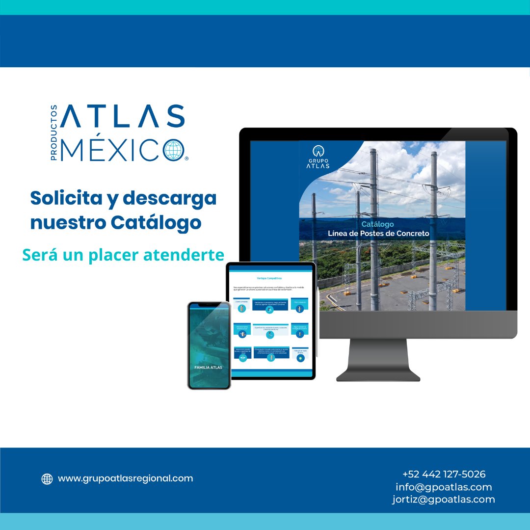 AtlasGrupo's tweet photo. ¡Fabricar #PostesdeConcreto es nuestra pasión y especialidad!
Da un vistazo a nuestro Catálogo #México y conoce a nuestras familias de Postes.
https://t.co/qhGJ86UmHG https://t.co/kKfBIGK7qE