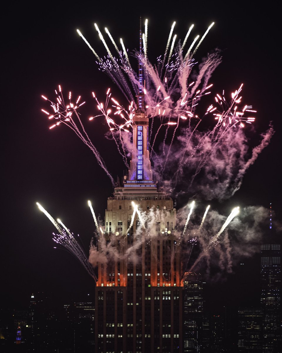 July 4th fireworks on the top of the Empire State Building …