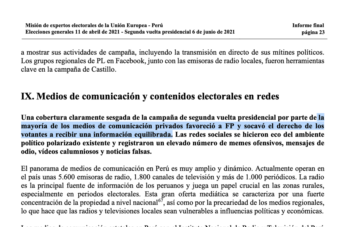 ocram's tweet photo. el informe de la Misión Electora de la Unión Europea son páginas vergonzosas para la la historia del periodismo peruano https://t.co/h63HOYMSKg