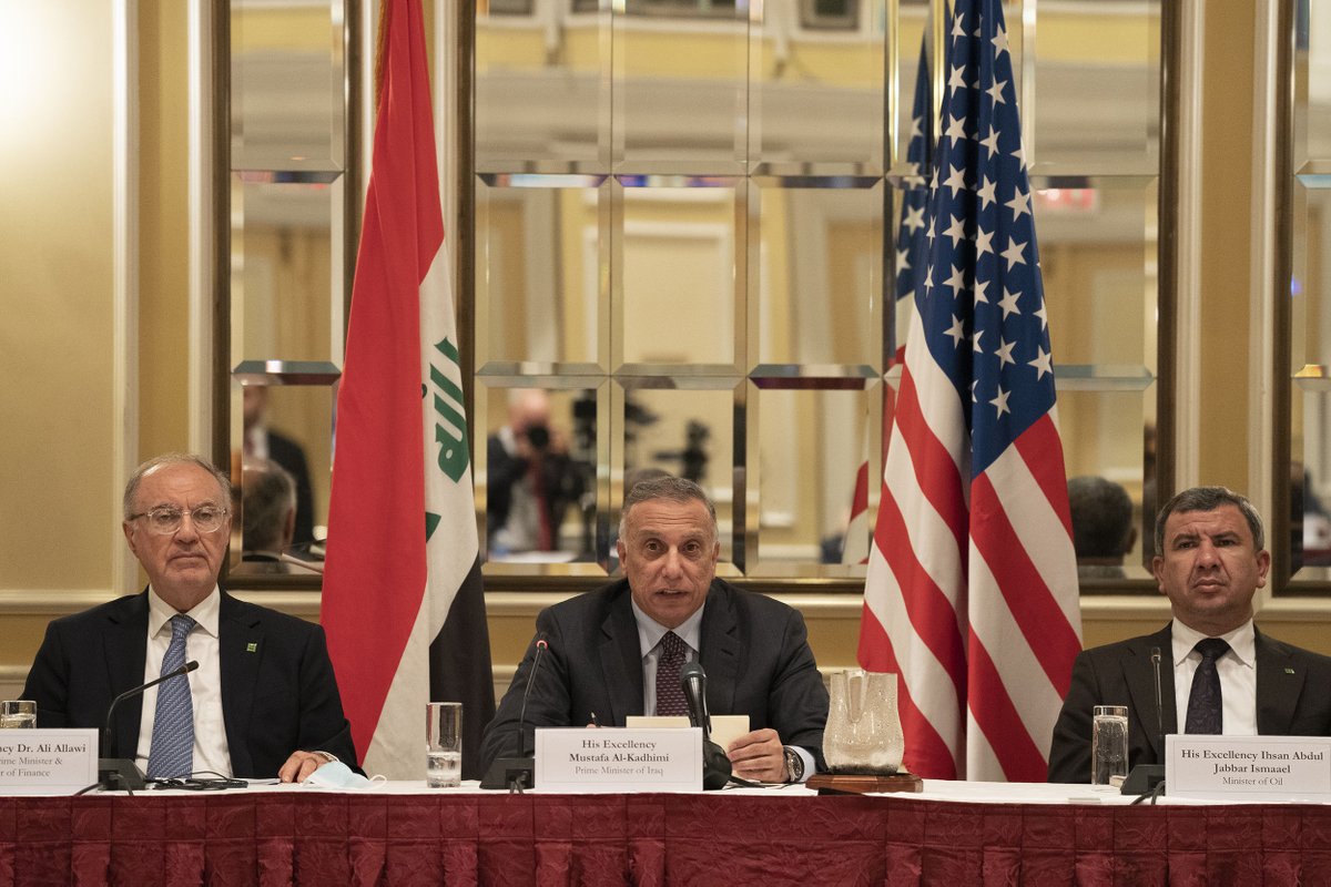 The @uschamber was honored to host <a href="/IraqiGovt/">Government of Iraq - الحكومة العراقية</a> Prime Minister @makadhimi for a closed-door event in Washington earlier today. At the event, SVP for <a href="/USCCMidEast/">US Chamber Middle East Affairs</a> Khush Choksy announced <a href="/bakerhughesco/">Baker Hughes</a> as the new co-chair of the Chamber's US-Iraq Business Council. #Iraq #USIraq