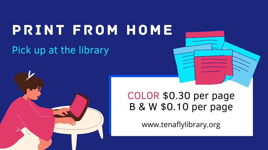 TenaflyLibrary's tweet image. Print from home. Pick up prints at the library. Click the &quot;print from your device&quot; icon at tenaflylibrary.org .  Wait at least ½ hour before coming to the library or call 201-568-8680 to make sure your prints are ready. 📃 🖨️ #printfromhome #printeron #tenaflylibrary