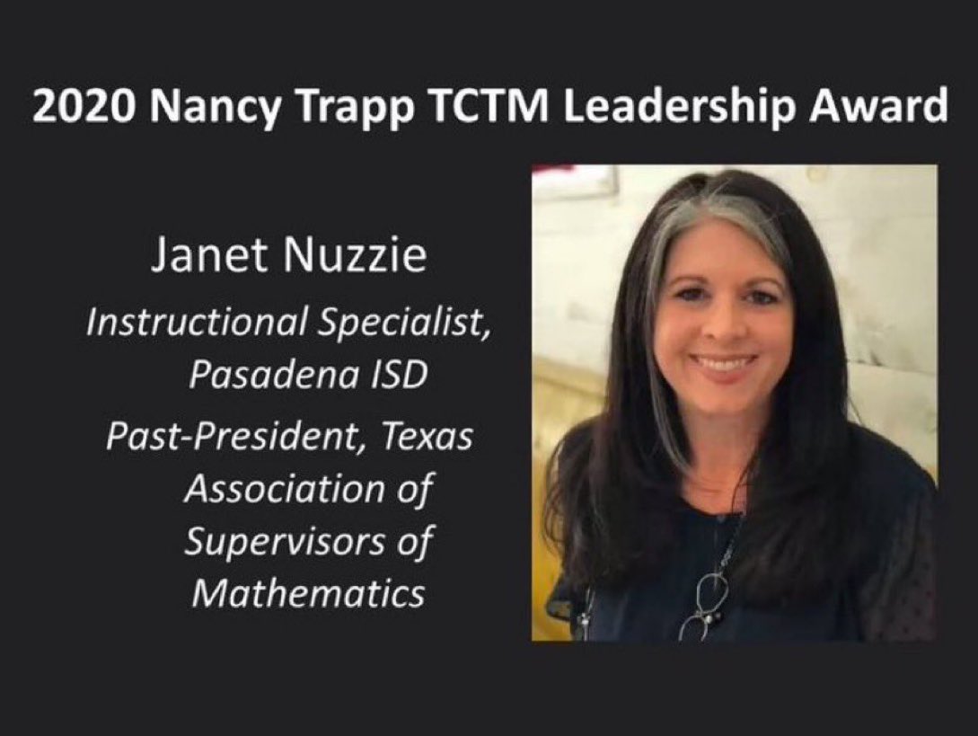 skbrown3906's tweet photo. Congratulations to @janetdnuzzie on receiving this award. I’ve worked with you the last seven years and you have made such an impact on our district. @PISDMathematics Mathematicians learn and grow together! https://t.co/5F2CjtWH9j