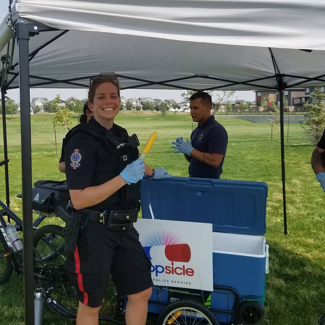 RPSCultural's tweet photo. Wow what a hot afternoon! Happy we could help keep some folks cool with some popsicles!  The 2nd Copsicles stand was another success!  Stay tuned for where it'll be next week! #copsicles #harborlanding https://t.co/dwi8NnU4g7