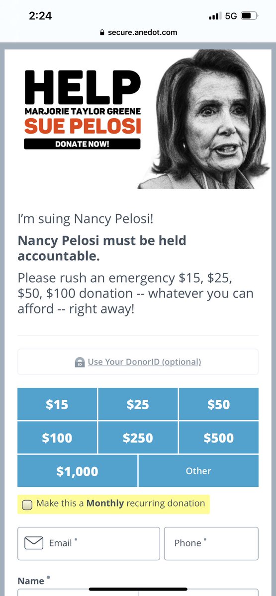 HiRoebit's tweet photo. @mtgreenee @SpeakerPelosi LOL rush and get your money to me whatever you can afford- says the woman who’s worth $30-$50 MILLION GTFOH and stop robbing hardworking Americans https://t.co/Ug7HffhICk