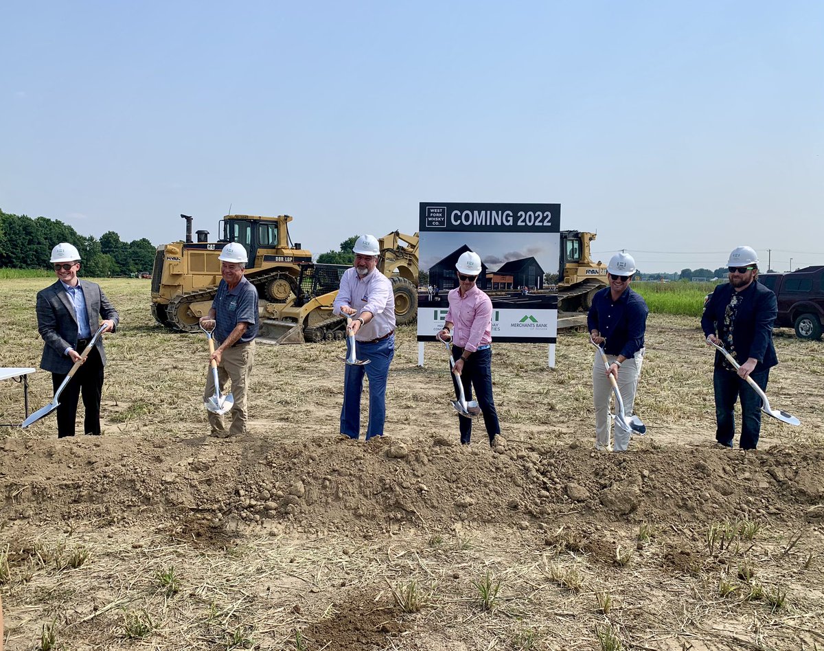 CityofWestfield's tweet image. Another exciting day for Westfield as @MayorCook and @GovHolcomb joined @westforkwhiskey to break ground on their future 35,000 square-foot agritourism facility across from @GrandParkSports.