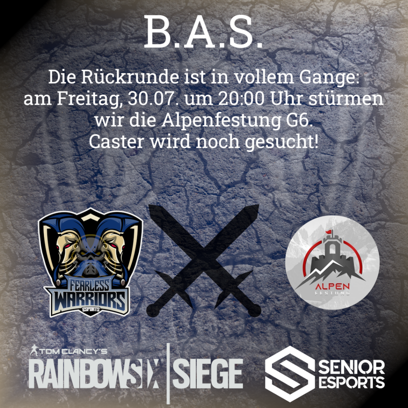 Das nächste Match der SeS League steht an, B.A.S. tritt gegen Alpenfestung G6 an, am Freitag wird de Festung eingerissen!

fearless-warriors-esports.de/sturm-gegen-di…