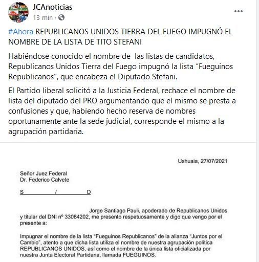 santipauli's tweet photo. La lista del PRO se llama "Fueguinos Republicanos"

El nombre es demasiado parecido a la lista "Fueguinos" de nuestro partido "Republicanos Unidos"

Es claro que los del PRO están buscando pintarse de liberales para rascar votos y sobrevivir. 

NO SE LA VAMOS A DEJAR PASAR. https://t.co/M3SWxYDnTD
