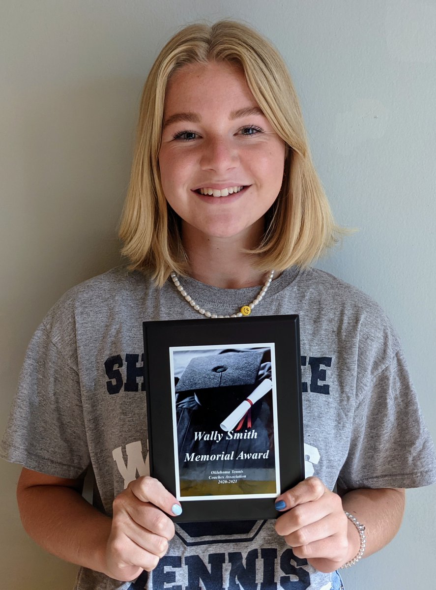 Today the OTCA awarded Olivia Stobbe the Wally Smith Memorial Tennis Scholarship.  This $1000 scholarship was voted on by the state tennis coaches and goes to a top female tennis senior. Shawnee tennis would like to thank Ada's <a href="/tswopes1218/">Terry Swopes</a> for his nomination of Olivia.