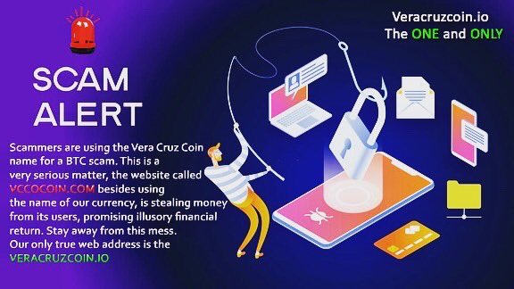 🚨 Attention !!! Scammers are using the name of Vera Cruz Coin to apply a Bitcoin scam. The site VCCOCOIN.COM is stealing information and money from its users using the name of vcco. This is very serious and sad, pay close attention and stay as far away from this.