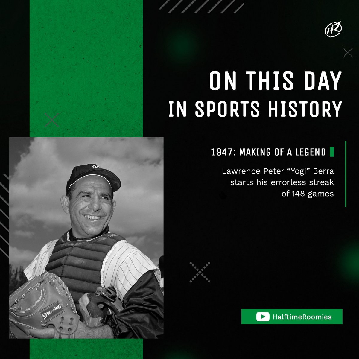 HalfTimeRoomies's tweet photo. On This Day In Sports History: Yogi Berra started his legendary run of 148 errorless games with the Yankees in 1947.
#YogiBerra #YogiBear #NYC #Yankees #NewYorkYankees #NewYork #MLB #Baseball #OnThisDayInSportsHistory #OnThisDayInSports #OnThisDayInHistory #HalftimeRoomies https://t.co/2DVsL99CQy