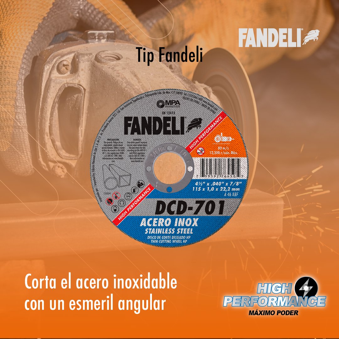 FandeliMexico's tweet photo. La línea High Performance es superior en precisión y, disminuyes tiempos de trabajo al usarla. ¿Ya la conoces? Búscala en el link de nuestra bio.
#AceroInox
#AceroInoxidable
#DiscosDeCorte
#EmeriladoraAngular
#Esmeril https://t.co/8NFOinBWe8