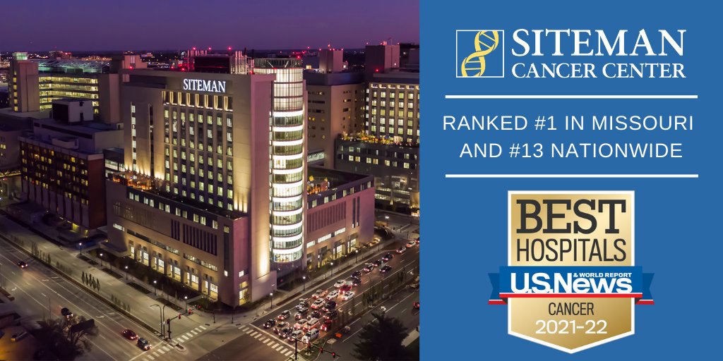 Siteman has been ranked No. 1 in Missouri, No. 1 in St. Louis and among the top 1% of cancer centers nationally by U.S. News & World Report. Learn more: ow.ly/1EVL50FEYP6.